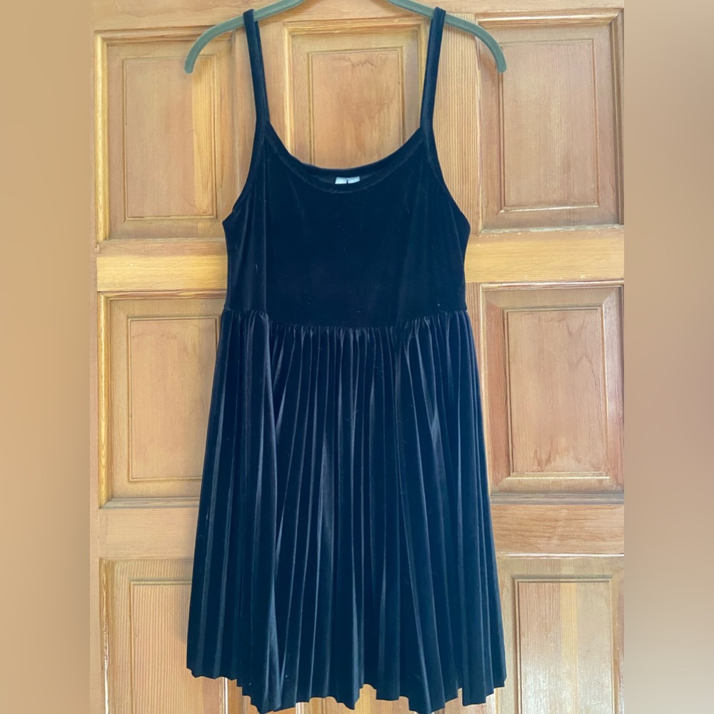 Pleated Velvet Mini Dress